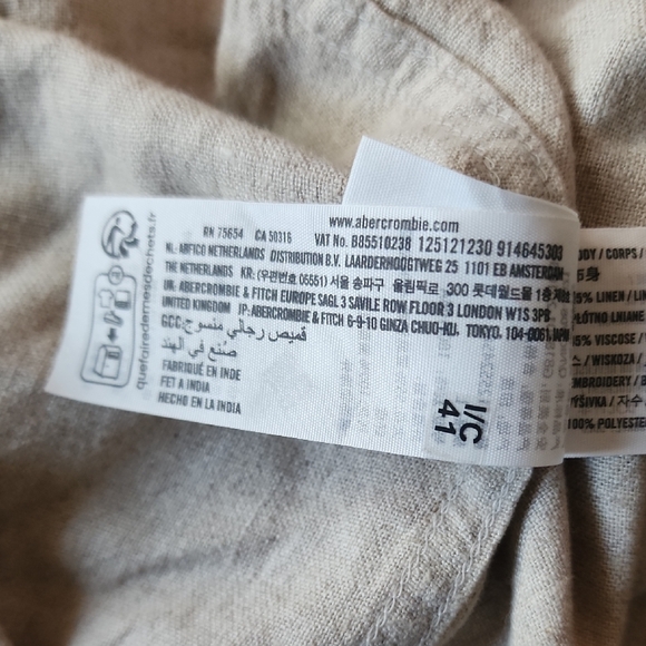 Abercrombie & Fitch Linen Blend Embroidered Button Up Shirt - Picture 11 of 13